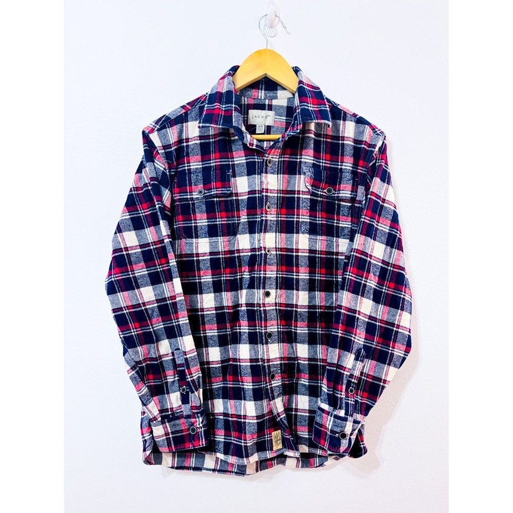 JACHS Blue Plaid Flannel Shirt | Cotton Lumberjack | Medium